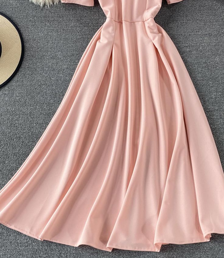 Simple v neck short dress fashion dress Fabric: blended Color: pink, red, black Size(cm): S, M, L, XL S length 112 bust 84 waist 70 M length 113 bust 88 waist 74 L length 114 bust 92 waist 78 XL length 115 bust 96 waist 82 Chic Pink A-line V-neck Dress, Modest Beige V-neck Dress, Pink Modest V-neck Dress, Pink V-neck Dresses With Pleated Waist, V Neck Short Dress, Pink V-neck Rayon Dress, Short Dress Styles, Dress Fashion, Short Dress