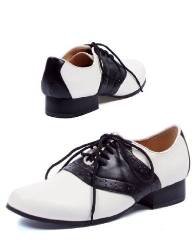 Ladies Saddle Shoe Adult: Amazon.com: Clothing Sock Hop Costumes, Womens Saddle Shoes, Adult Women Halloween Costumes, White Halloween Costumes, Saddle Shoe, 50s Costume, Black Saddle, Ellie Shoes, Poodle Skirt