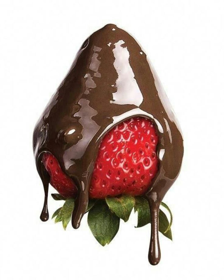 a chocolate covered strawberry is being dipped in chocolate