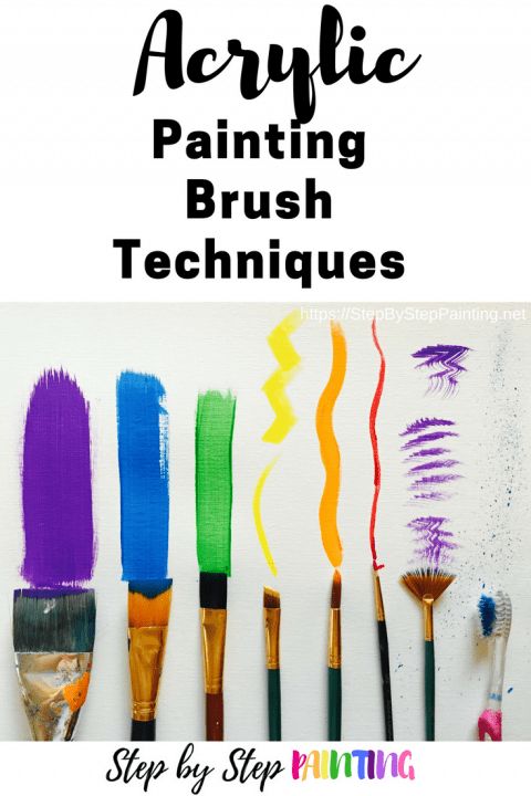 the words acrylic painting brush techniques are in front of an image of paintbrushes