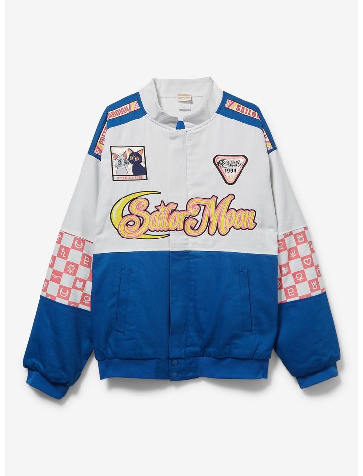 Pretty Guardian Sailor Moon Racing Jacket - BoxLunch Exclusive | BoxLunch Moon Jacket, Classic Anime, Layered Long Sleeve, Box Lunch, Racing Jacket, Pretty Guardian Sailor Moon, Kawaii Clothes, Dream Clothes, Hoodie Top