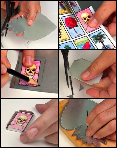 there is a collage of pictures showing how to cut out paper and stick it with scissors