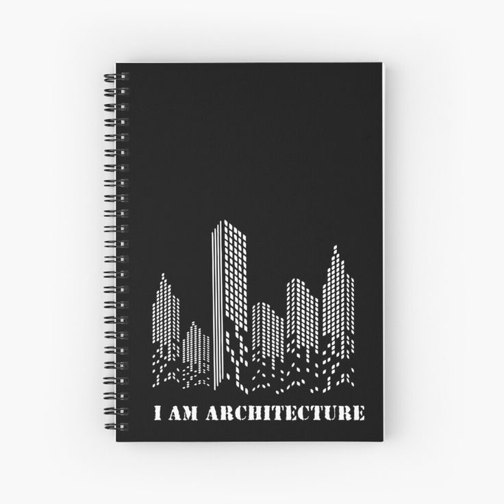 a spiral notebook with the words i am architecture written in black and white on it