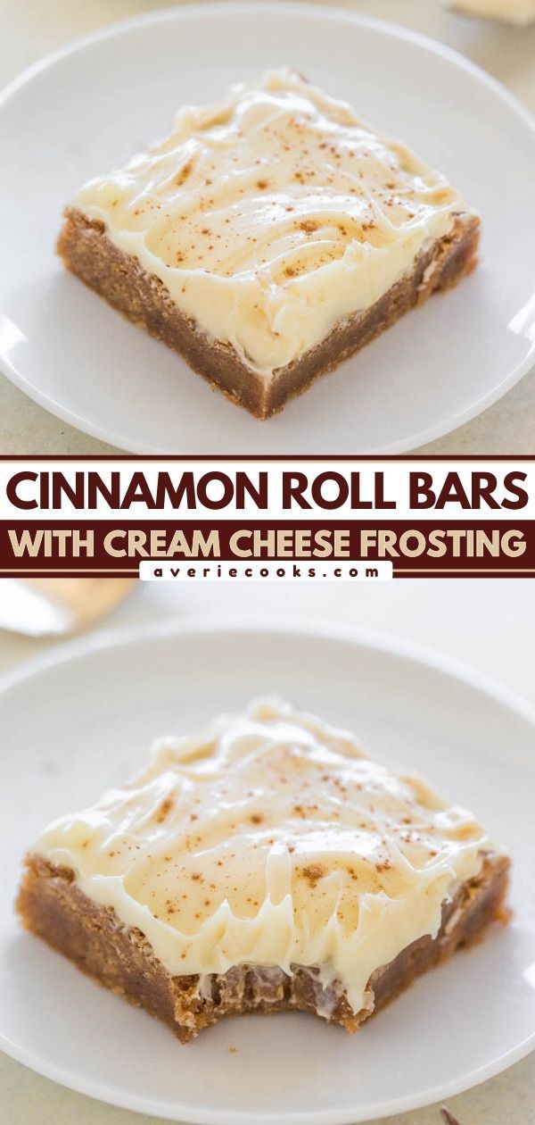 Cinnamon Roll Bars with Cream Cheese Frosting, fall baking, desserts, sweet treats Cinnamon Roll Bars, Newest Recipes, Yummy Bars, Bars With Cream Cheese Frosting, Bars With Cream Cheese, With Cream Cheese Frosting, Bar Recipes, Bar Cookies, Cookie Exchange