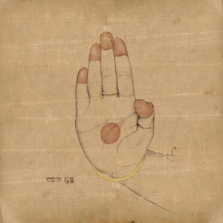 a drawing of a hand with two circles on it