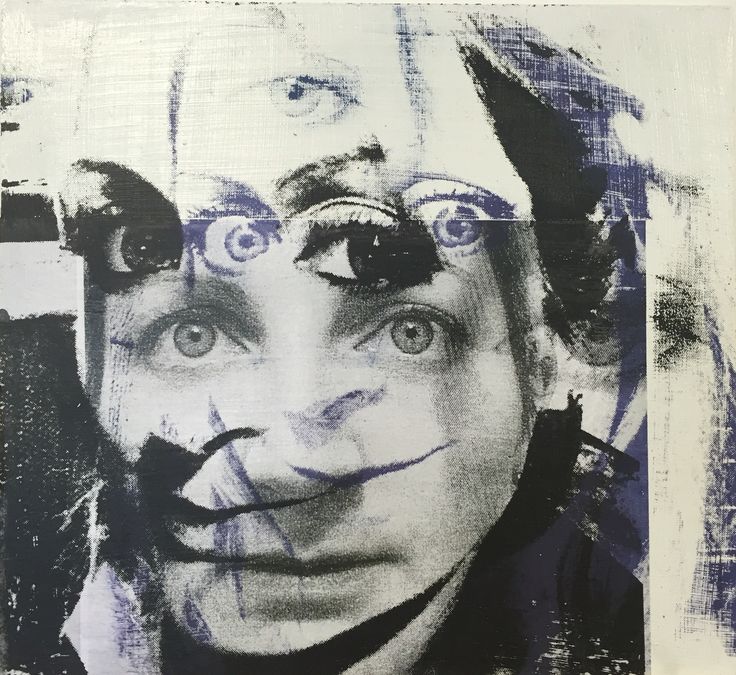 an image of a man with big eyes and clown makeup on his face, painted in black and white