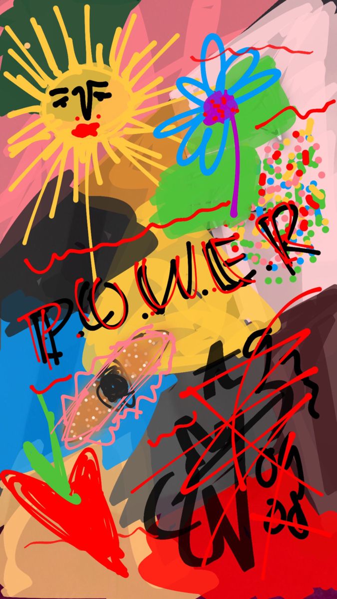 an abstract painting with the words power on it