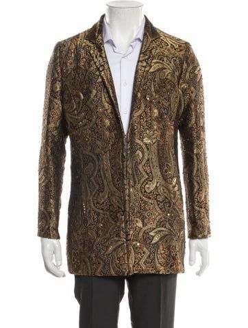 Neiman Marcus OvercoatBrownAnimal PrintSatin LiningSequin Embellishments & Mandarin CollarFit:Outerwear by Neiman Marcus typically fit true to size. Designer Gold Blazer For Party, Formal Long Sleeve Outerwear For Party Season, Formal Gold Silk Outerwear, Gold Silk Formal Outerwear, Elegant Brown Party Blazer, Winter Wedding Sequin Blazer, Sequin Wedding Blazer For Winter, Designer Silk Outerwear For Party, Embellished Long Sleeve Blazer For Semi-formal Occasions