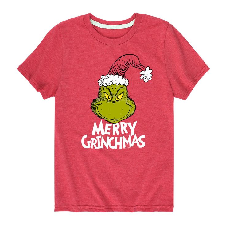 He'll love his look while wearing this boys' Merry Grinchmas graphic tee inspired by The Grinch Who Stole Christmas. He'll love his look while wearing this boys' Merry Grinchmas graphic tee inspired by The Grinch Who Stole Christmas.  Crewneck Short sleevesFABRIC & CARE Cotton, polyester Machine wash Imported Size: Small. Gender: male. Age Group: kids. Material: Cotton Blend. The Grinch Who Stole Christmas, Dr Seuss The Grinch, Grinch Who Stole Christmas, Merry Grinchmas, Attitude Of Gratitude, Kids Clothes Boys, Graphic Apparel, The Grinch, Maternity Shops