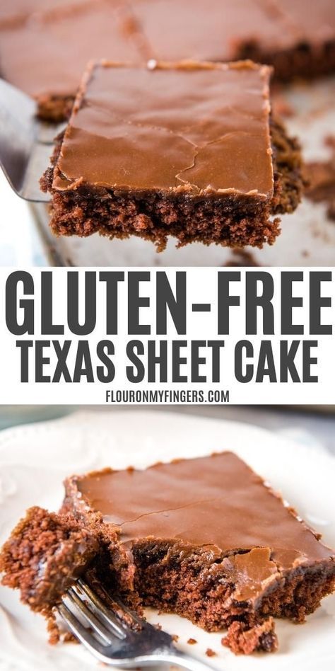 Chocolate Texas Sheet Cake, Texas Chocolate Sheet Cake, Chocolate Sheet Cake Recipe, Glutenfri Baking, Gluten Free Cake Recipe, Texas Sheet, Gluten Free Chocolate Cake, Easy Gluten Free Desserts, Chocolate Sheet Cake