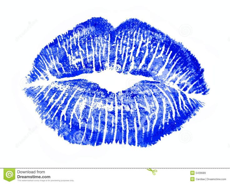 a blue lipstick drawn in the shape of a mouth