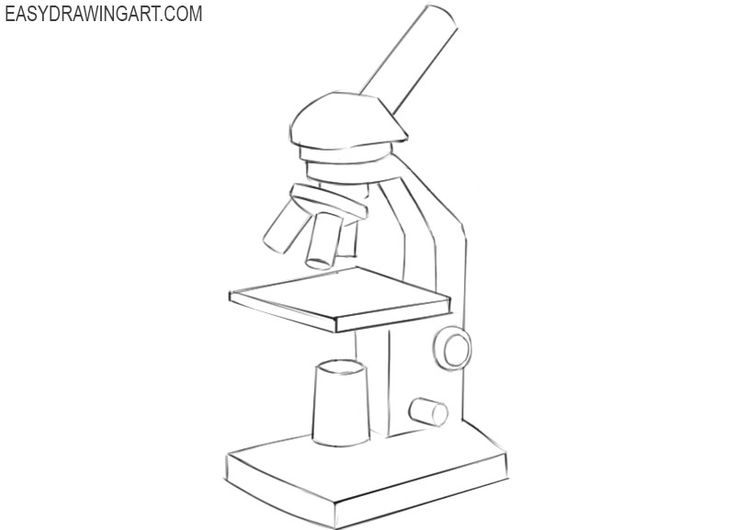 a drawing of a microscope on top of a table with the words easy drawing tips