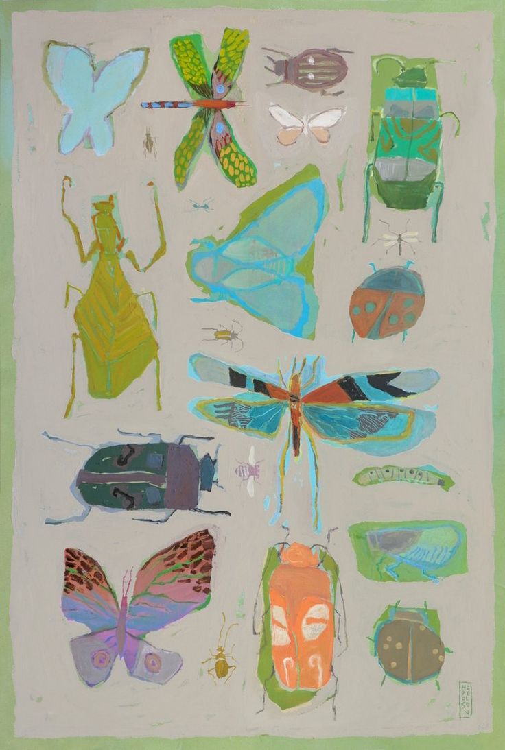 a painting with many different types of insects