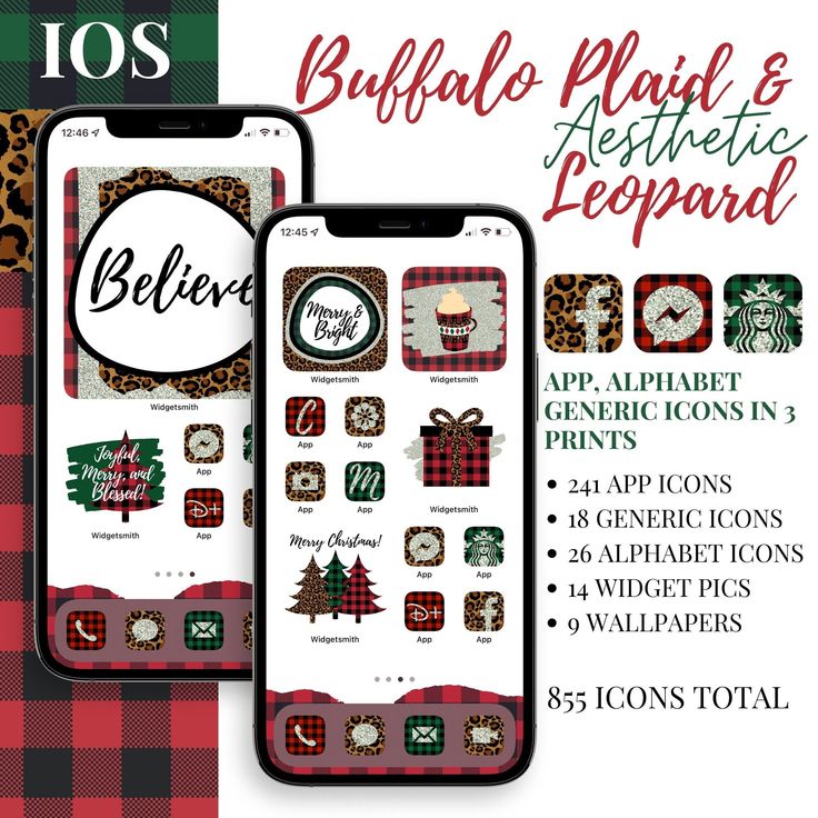 the buffalo plaid and leopard app is displayed on an iphone, next to another phone