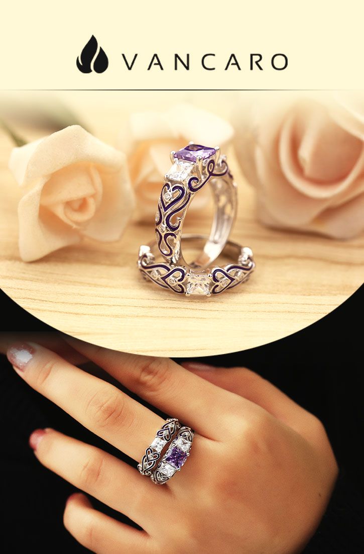 two rings on top of each other with roses in the background and an advertisement for vancaro