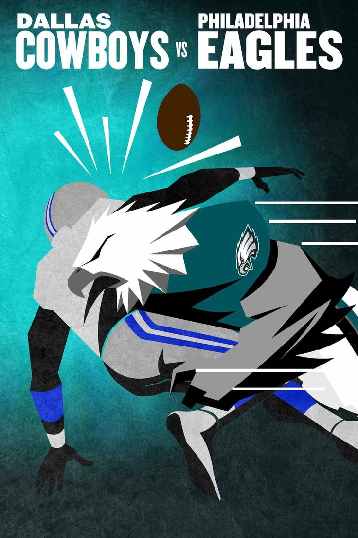 an illustration of a football player with the words cowboys vs eagles on it's back