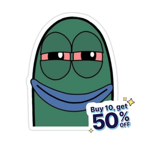 a sticker with the words buy 10 get 50 % off on it and an image of