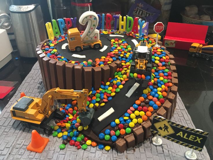 a birthday cake made to look like a construction site