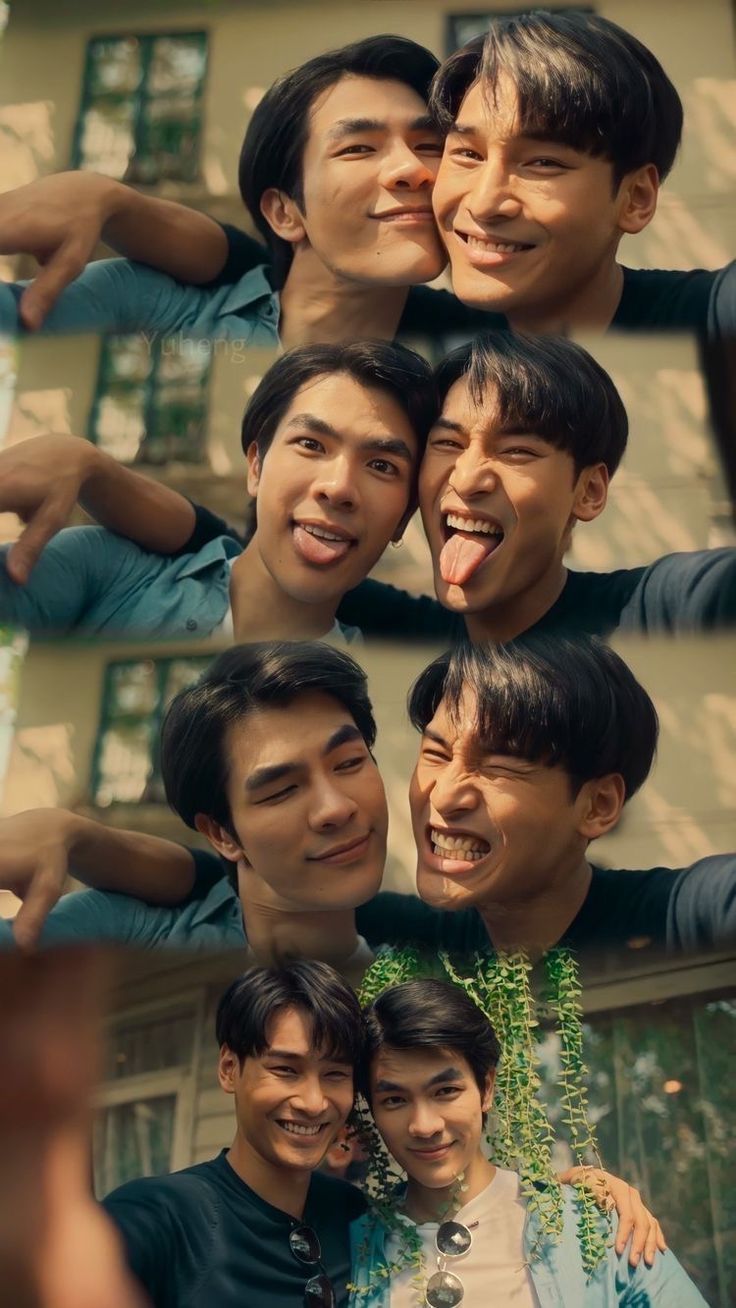 two young men making faces with each other