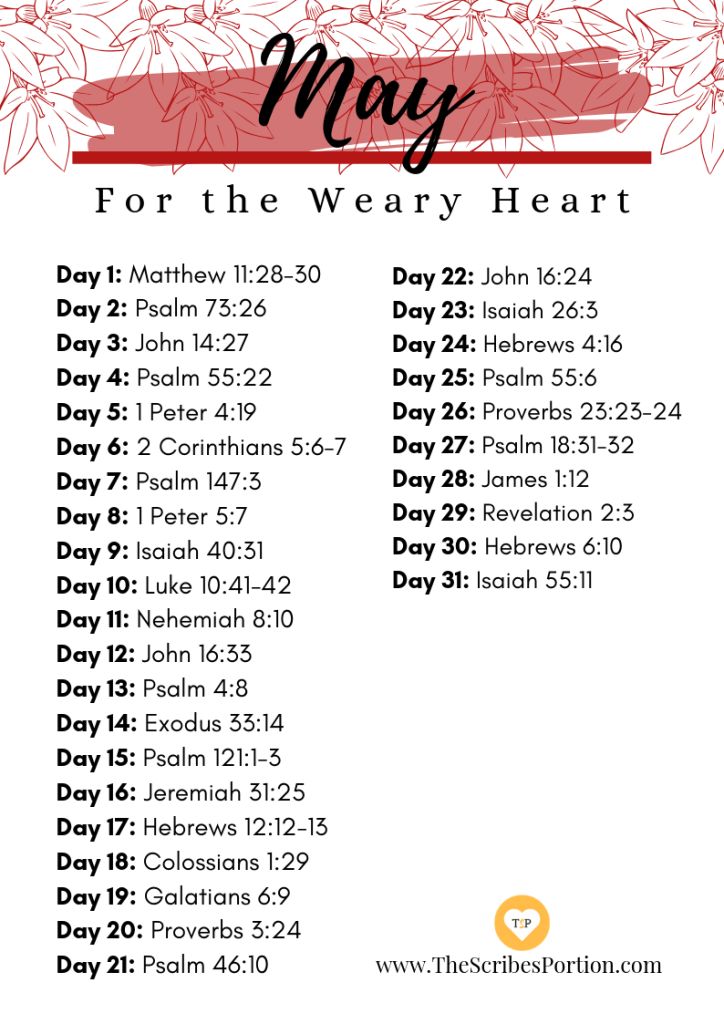 a poster with the words may for the weary heart