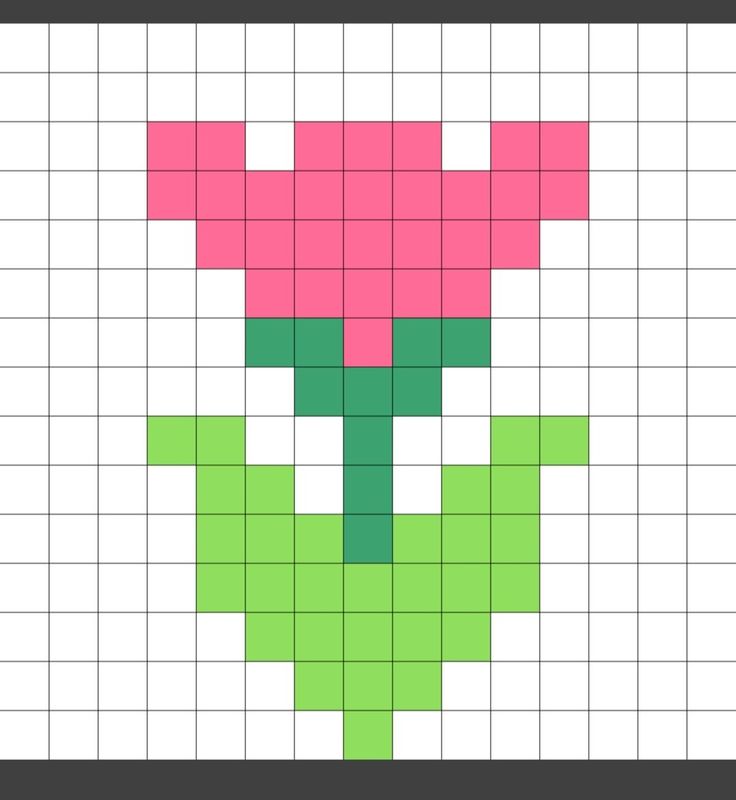 a cross stitch pattern with pink and green flowers