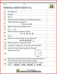 the worksheet for mental math sheet 2, which is in red and white