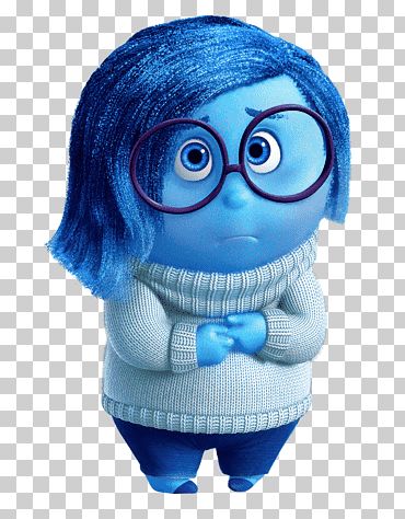 the smurfs cartoon character with blue hair, wearing glasses and a sweater transparent background p