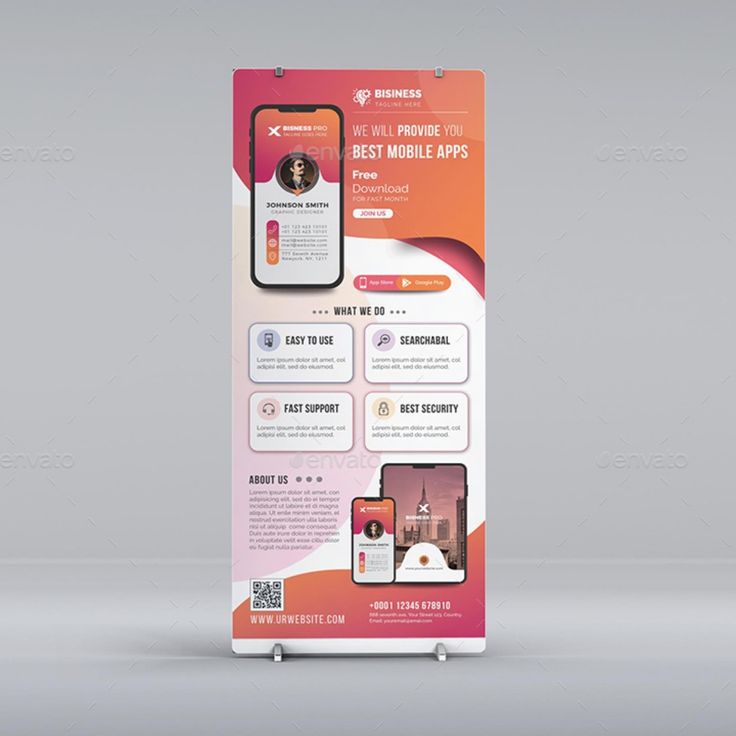 Mobile App Roll-up Banner Mobile Shop Banner Design, Event Invitation Card, Pull Up Banner Design, Standing Banner Design, Roll Up Banner Design, Shop Counter Design, Roll Banner, Standee Design, Roller Banner