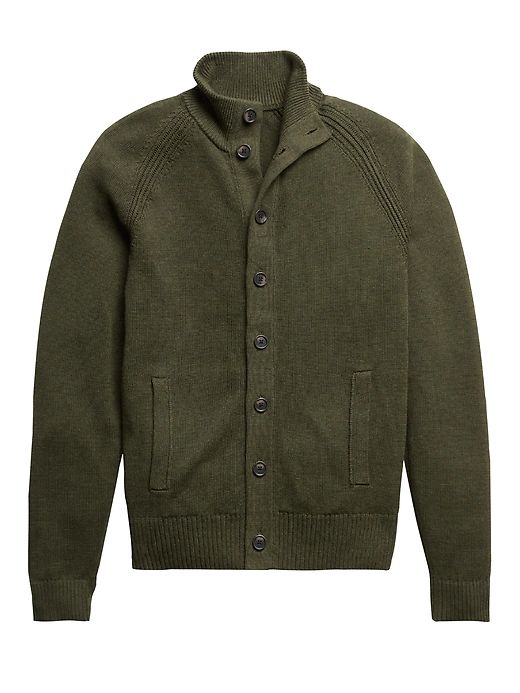 Organic Cotton Sweater Jacket | Banana Republic Cotton Polo Sweater With Button Closure And Relaxed Fit, Solid Knit Outerwear With Button Closure, Knit Outerwear With Button Closure, Green Cotton Cardigan For Workwear, Green Cotton Polo Sweater For Fall, Cotton Polo Sweater With Button Closure For Work, Winter Cotton Polo Sweater With Button Closure, Classic Green Cotton Cardigan, Green Cotton Sweater With Button Closure