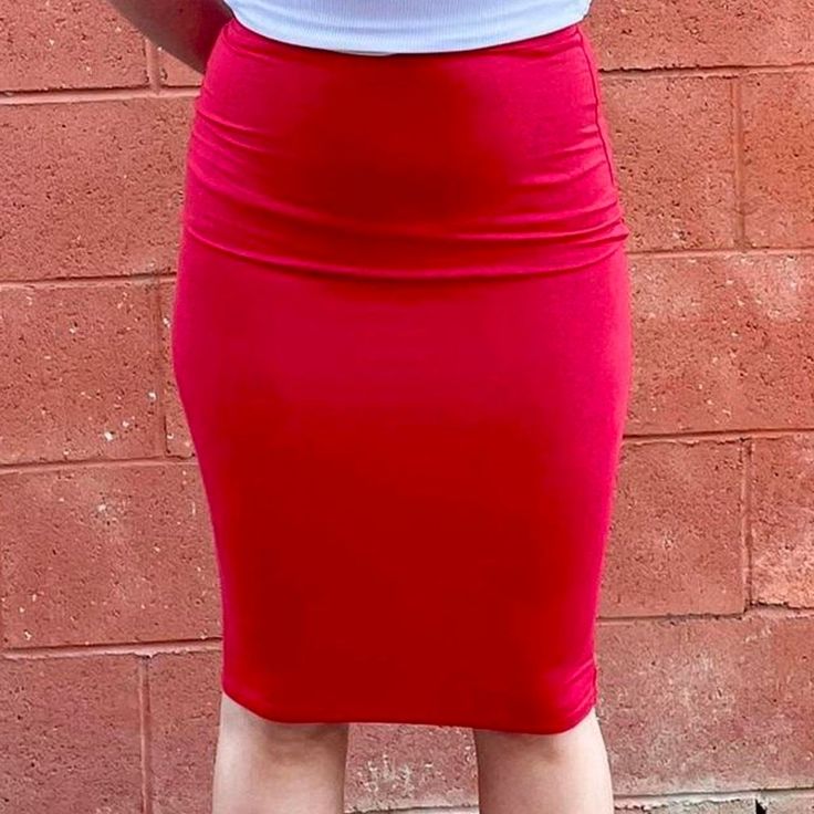 Fits True To Size I Don't Recall Ever Wearing This. I'm Almost Positive This Is Nwot. Freshly Washed And Carefully Stored Feel Free To Send Me Questions, Measurement Requests, And Reasonable Offers. Same And Next Day Shipping 0-3-0-8 Red High Waist Lined Pencil Skirt, High Waist Red Lined Pencil Skirt, Red Stretch Knee-length Pencil Skirt, Chic Red Stretch Pencil Skirt, Red Stretch Pencil Skirt, Red Fitted Midi Pencil Skirt, Red Knee-length Pencil Skirt For Spring, High-waisted Red Fitted Pencil Skirt, Red High Waist Fitted Pencil Skirt