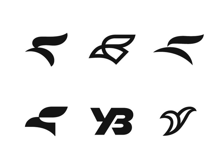 four different types of black and white logos with the letters y, b, and f