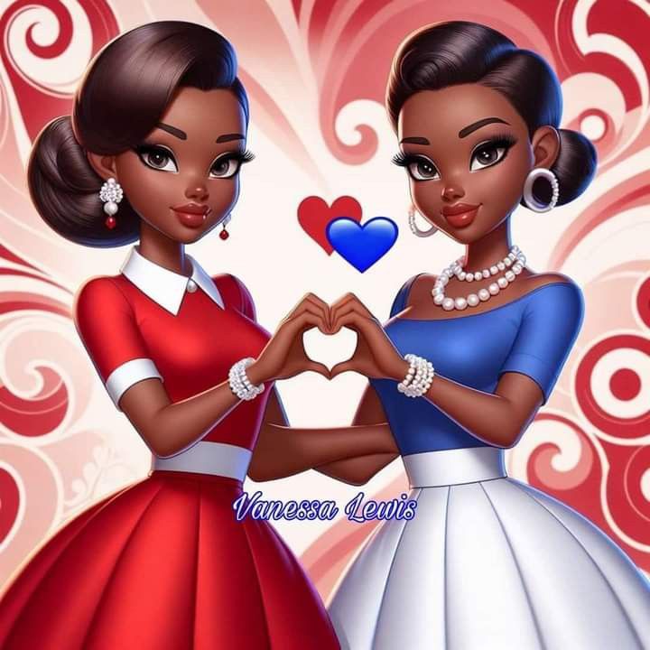 two women in dresses making a heart with their hands