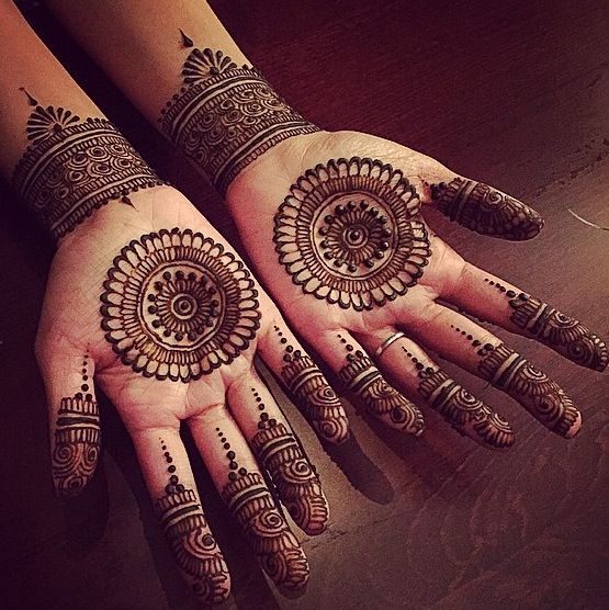 two hands with henna designs on them