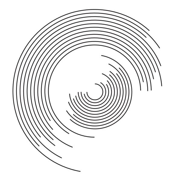 a black and white image of a circular object on a white background with lines in the middle