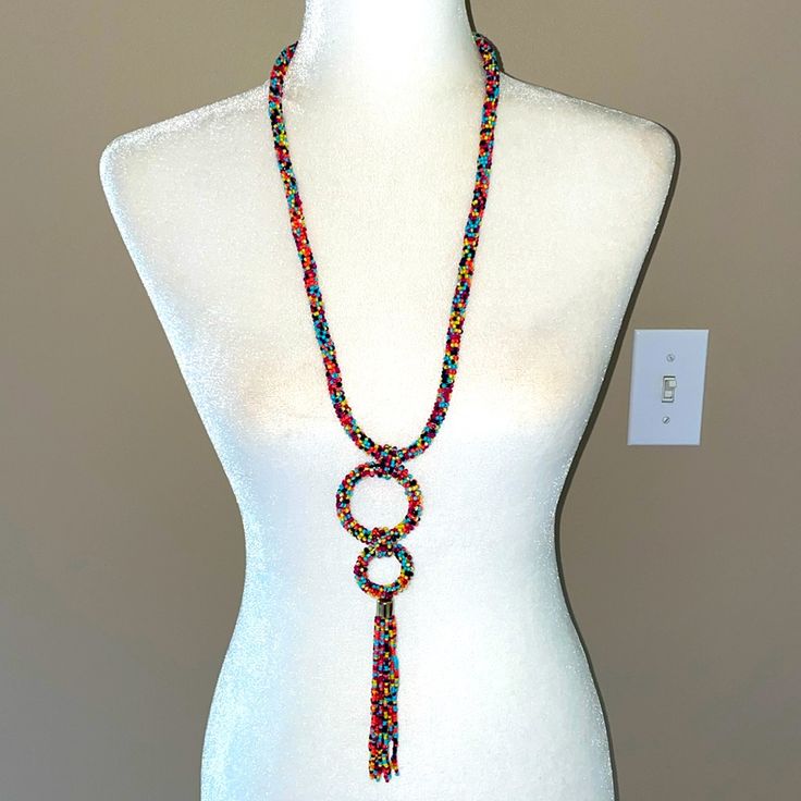 Seedbead Boho Long Colorful Necklace Nwt Approx 22” Wearable Length With 3” Extender Multi Color, Made In India Multicolor Adjustable Lariat Necklace, Beach Long Necklace With Large Multicolor Beads, Beach Long Multicolor Necklace With Large Beads, Beach-style Multicolor Long Necklace With Large Beads, Multicolor Lariat Beaded Necklaces For Beach, Multicolor Lariat Beaded Necklace For Beach, Rainbow Single Strand Necklace, Adjustable Multicolor Lariat Necklace With Colorful Beads, Adjustable Multicolor Beaded Lariat Necklace