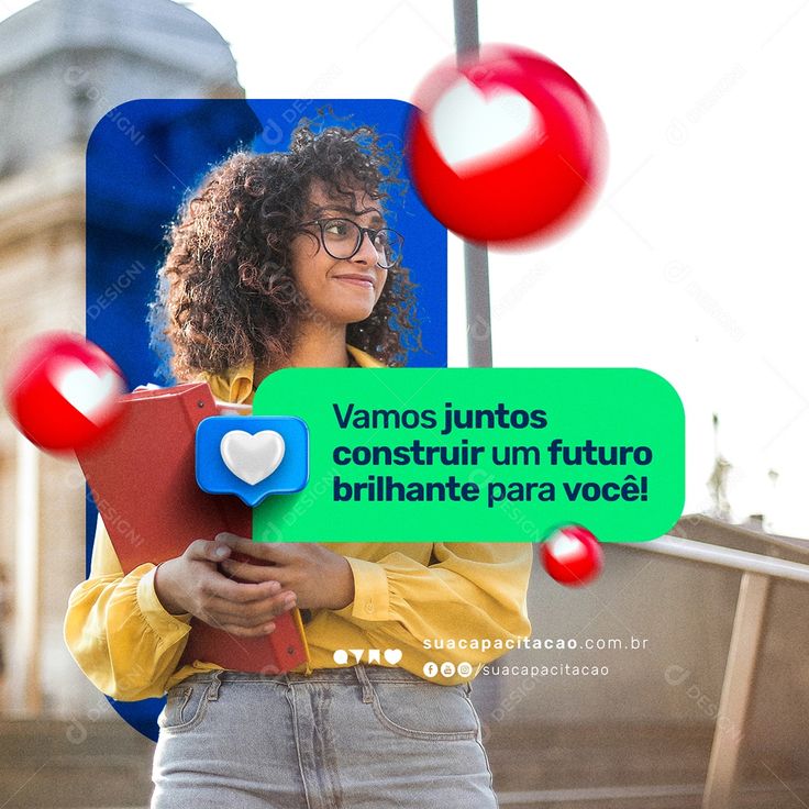 a woman holding a sign that says vamos juitos construir un futuro brillante para voce