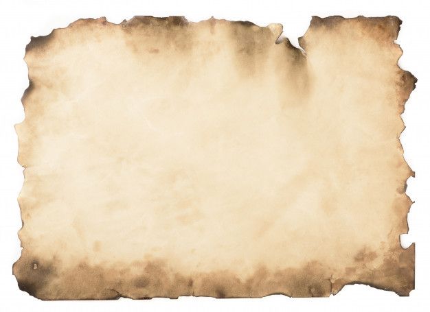 an old parchment paper with some writing on it, isolated against a white back ground