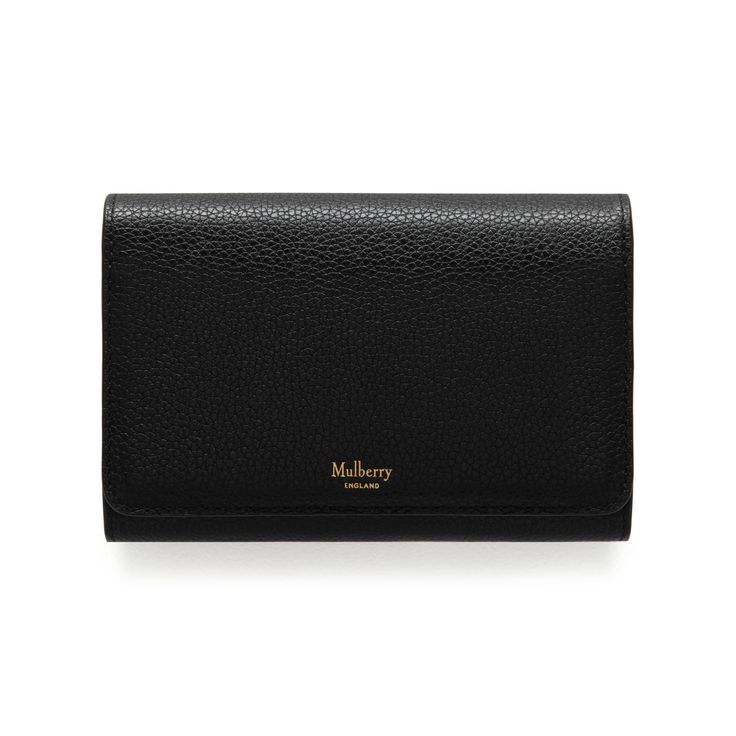 Medium Continental French Purse | Black Small Classic Grain | Women | Mulberry Elegant Compact Leather Trifold Wallet, Elegant Compact Trifold Wallet With Coin Pocket, Elegant Compact Trifold Wallet For Everyday Use, Elegant Formal Wallets With Rfid Blocking, Elegant Evening Trifold Wallet With Coin Pocket, Elegant Compact Trifold Wallet With Interior Card Slots, Elegant Compact Trifold Wallet With Card Slots, Elegant Trifold Wallet With Card Slots For Evening, Elegant Compact Business Wallets