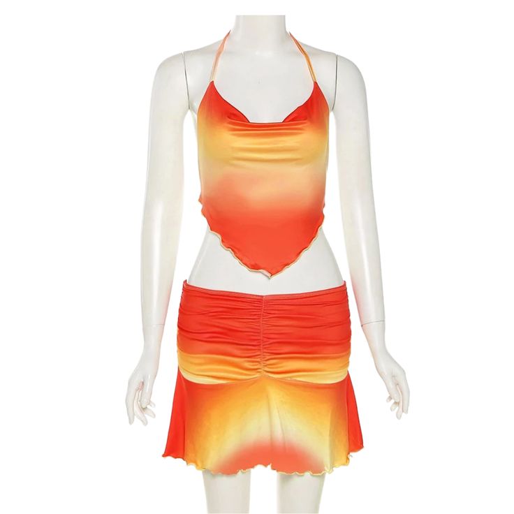 Sunset beatiful 2 piece backless string up halter top back with matching skirt Backless Summer Halter Dress With Lace-up Back, Fitted Backless Dress For Vacation, Two-piece Skirt Set For Summer Day Out, Two-piece Skirt Set For A Summer Day Out, Two-piece Skirt Set For Day Out In Summer, Trendy Backless Halter Dress For Spring, Trendy Spring Backless Halter Dress, Stretch Backless Halter Dress For Vacation, Fitted Backless Dress For Spring Beachwear