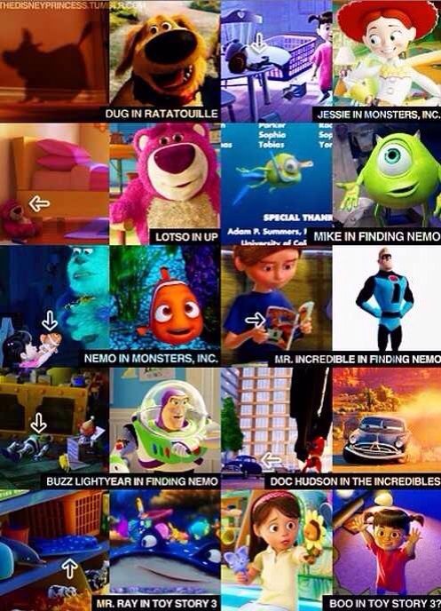 the movie poster for disney pixas is shown in several different colors and sizes