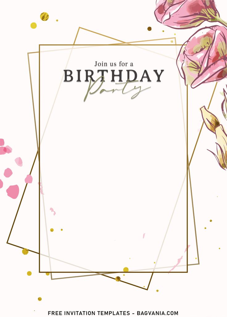 a birthday card with pink flowers and gold confetti