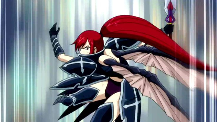 an anime character with red hair and wings