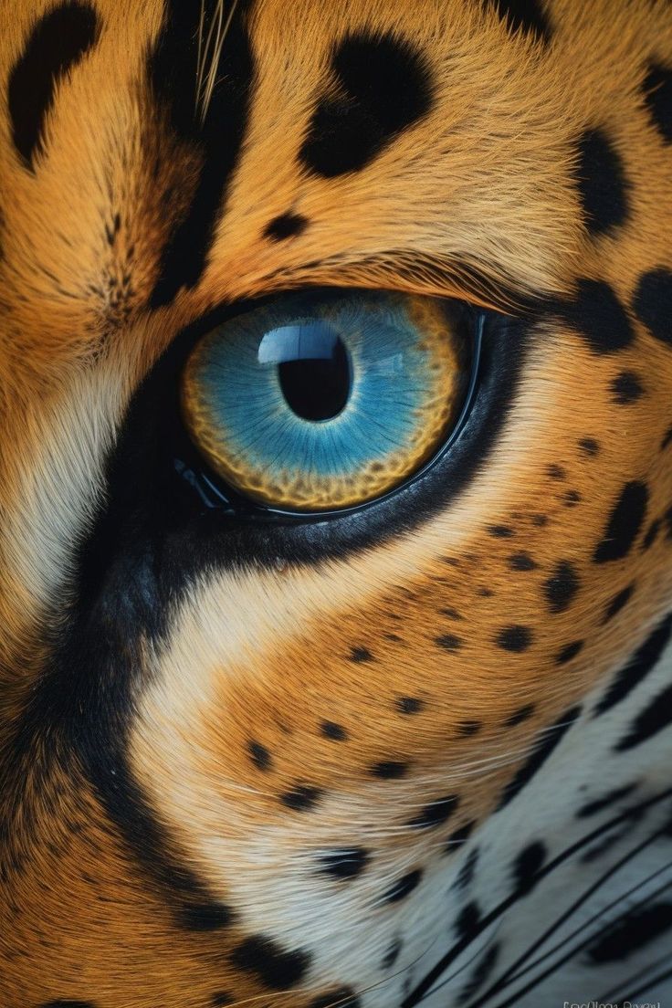 the eye of a tiger with blue eyes