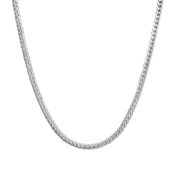 Refined and luxurious, this necklace is the perfect addition to your wardrobe. Its timeless design calls back to the 80s, while providing a modern update to a classic silhouette. Wear this versatile piece to celebrate unique variations of traditional jewelry. Style that presents boundless opportunities to style it your way. Stainless steel so luminous that it rivals the stars. Details: Adjustable chain length: 16" + 2" extender Stainless Steel 100% Eco-Friendly; No Nickel, Chromium and Lead Wate Formal Clavicle Snake Chain Necklace, Formal Silver Chain Choker Necklace, Elegant Silver Link Choker, Modern White Gold Clavicle Chain Necklace, Modern Formal Necklaces With Adjustable Chain, Elegant Everyday Necklace With Snake Chain, Classic White Gold Choker Necklace, Modern Metal Necklaces For Formal Occasions, Elegant Herringbone Chain Choker Necklace