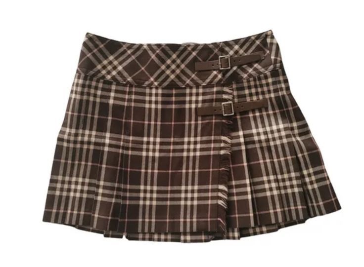 https://www.vestiairecollective.com/women-clothing/skirts/burberry/brown-wool-burberry-skirt-24312365.shtml Burberry Clothes, Skirt Png, Black Plaid Skirt, Burberry Top, Fur Skirt, Burberry Skirt, Grunge Skirt, Skirt Aesthetic, Tartan Fashion