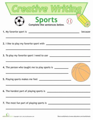 the sports writing worksheet is shown with an image of a ball and a bat