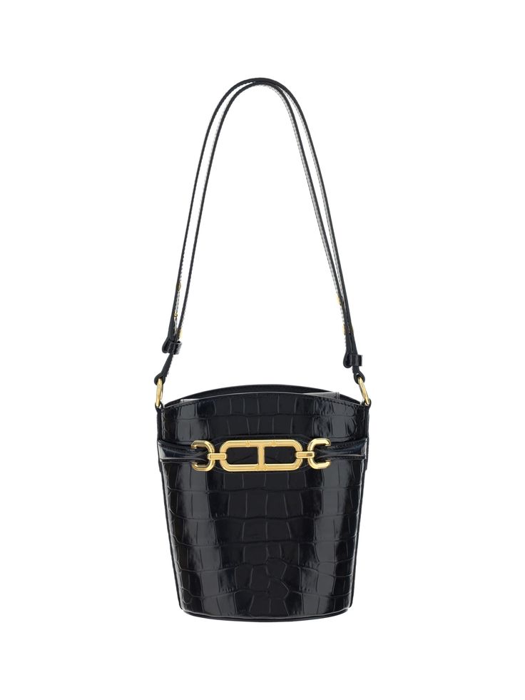 Day bucket bagComposition: 100% % Calf Leather Bos Taurus Luxury Vintage Shoulder Bucket Bag, Metal Element, Metallic Accessories, Tom Ford Bag, Mini Bucket Bag, Bucket Handbags, Mini Bucket Bags, Mini Bucket, Crocodile Leather