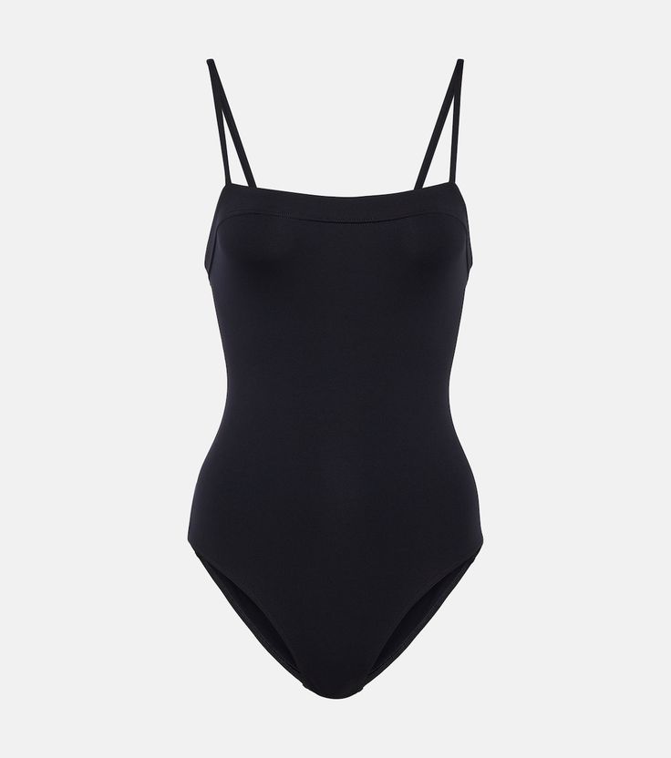 Aquarelle swimsuit in black - Eres | Mytheresa Solid Swimwear With Built-in Bra, Adjustable Straps Second-skin Swimwear For Swimming, Polyamide Swimwear With Built-in Bra For Poolside, Sleek Lined Swimwear For Beach, Sleek Lined Swimwear For The Beach, Chic Smoothing Swimwear For Beach, Seamless Nylon Swimwear For Sunbathing, Chic Smoothing Swimwear For Poolside, Sleek One-piece Stretch Swimwear