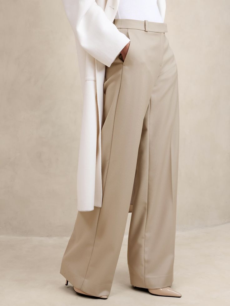 Lido Wide-Leg Italian Wool Pant | Banana Republic Petite Shorts, Feeling Confident, Wool Trousers, Cocktail Bar, Wool Pants, Fit N Flare Dress, Wool Fabric, The Gap, Wide Leg Trousers