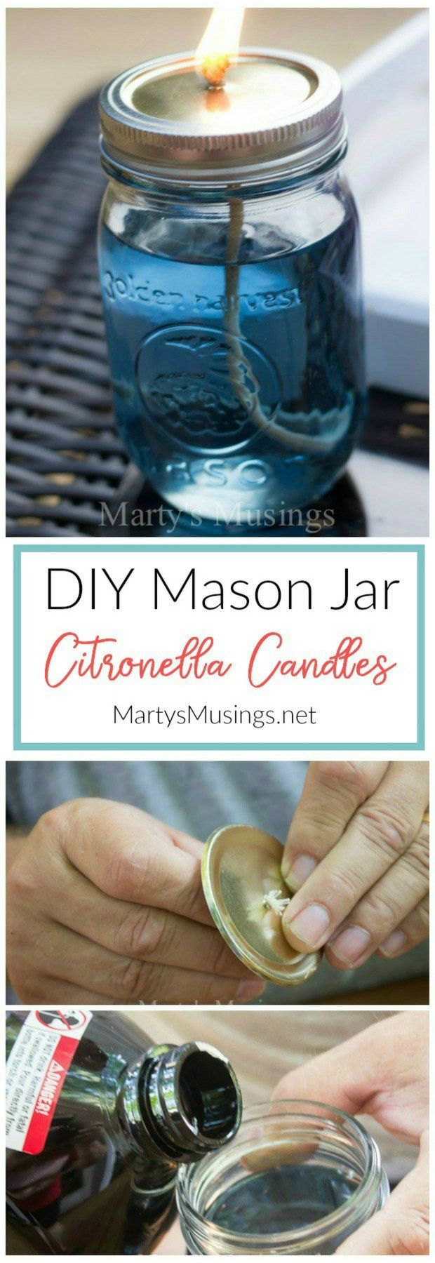 the mason jar is being used to make homemade candles